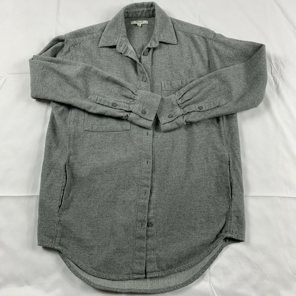 madewell women xs gray flannel long sleeve shirt